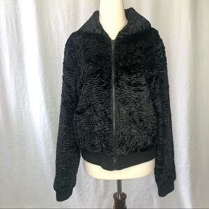 Tucker for Target faux Persian lamb zip bomber